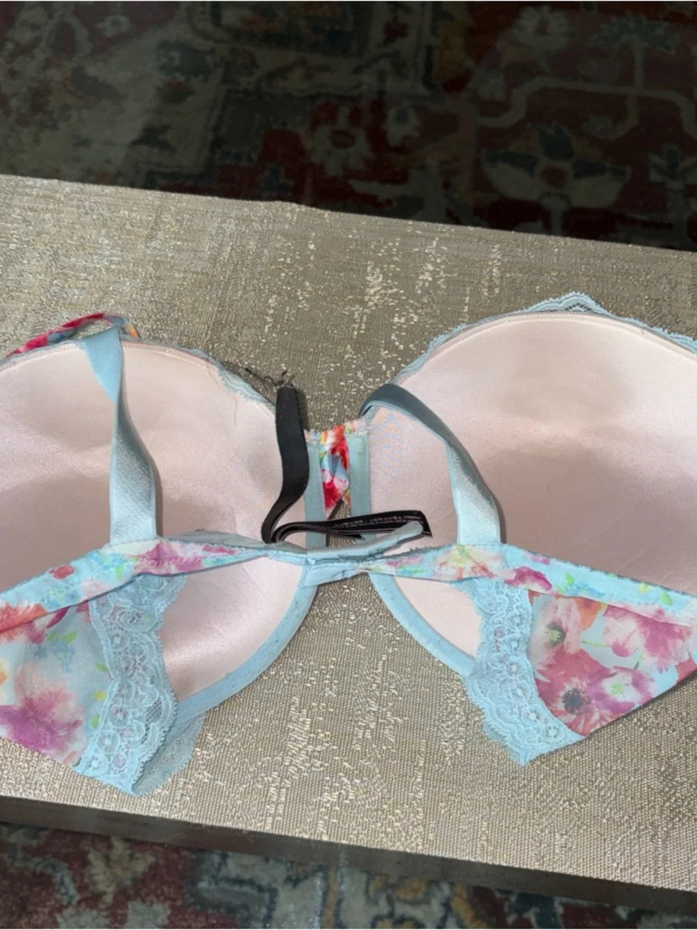Victoria's Secret BOMBSHELL Light Blue Floral Lace Push-Up Bra